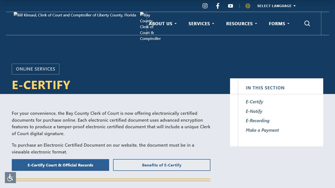 E-Certify Bay County Clerk of Court & Comptroller