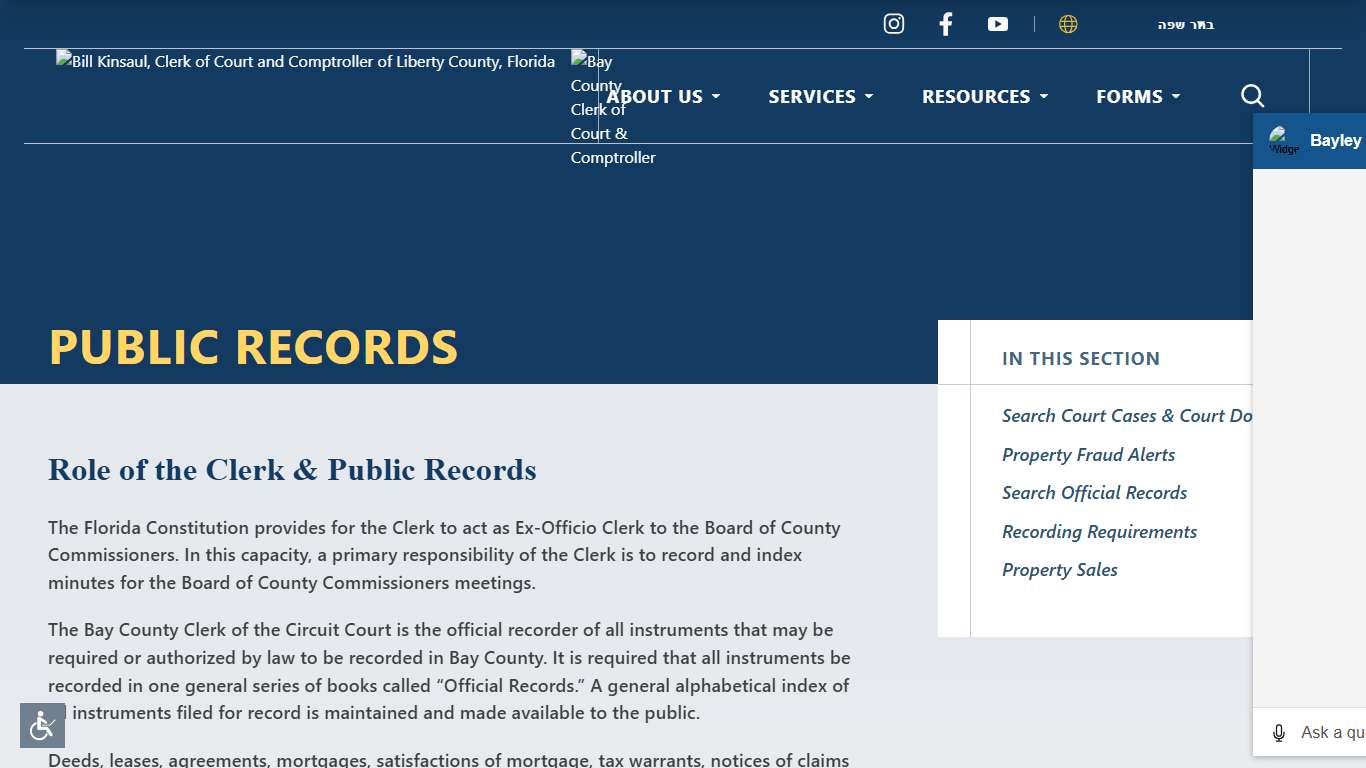 Public Records Bay County Clerk of Court & Comptroller